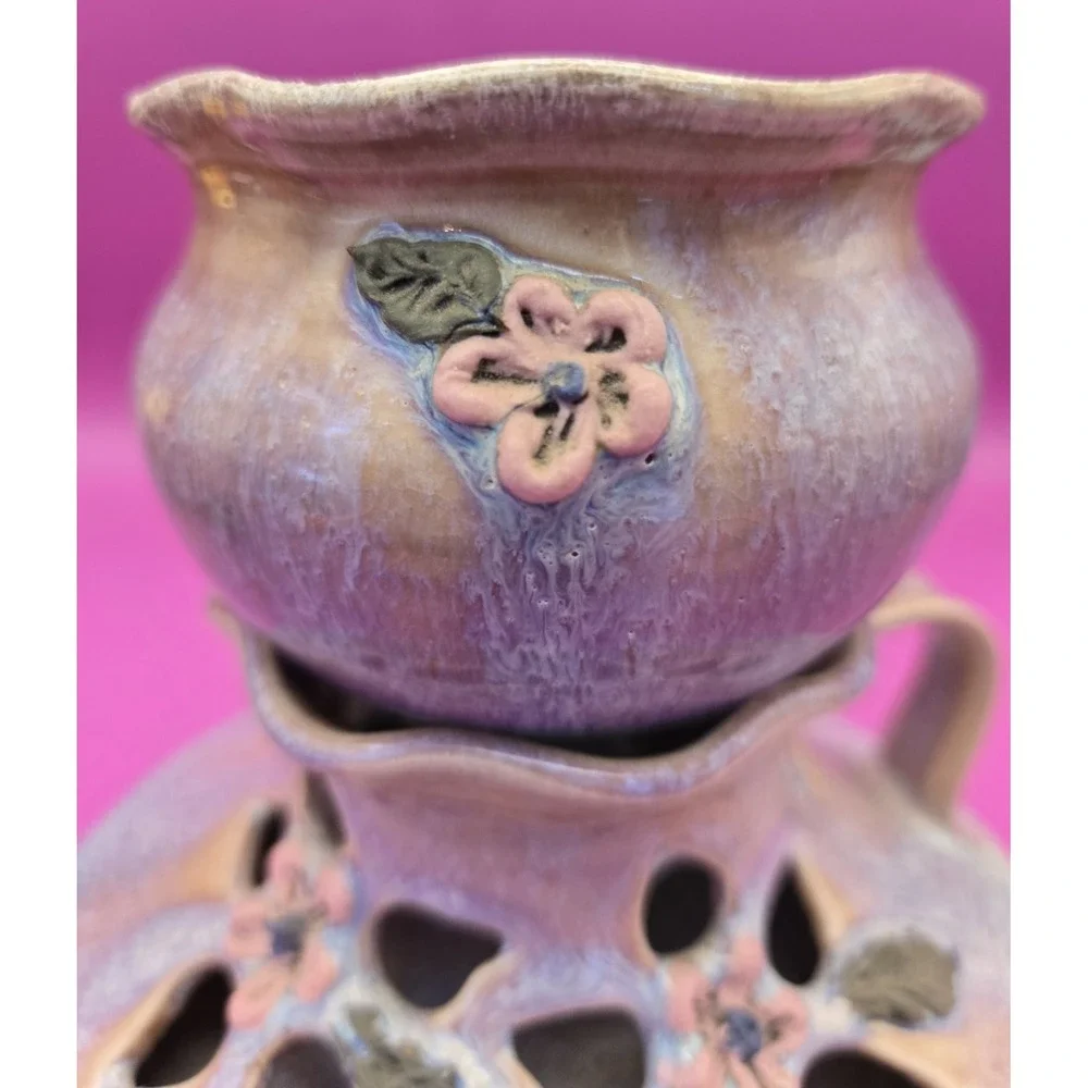 Candle Holder  Ceramic , Hand Thrown.  2 Piece Glazed Finish.‎